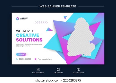 Creative corporate business social media cover web banner and video thumbnail template