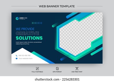 Creative corporate business social media cover web banner and video thumbnail template