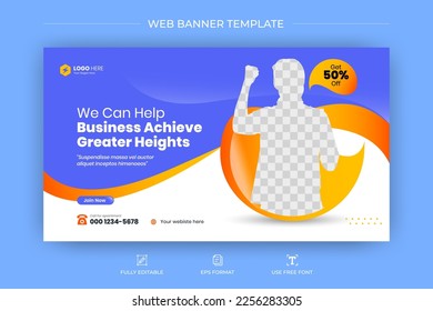 Creative corporate business social media cover web banner and video thumbnail template