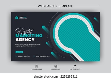 Creative corporate business social media cover web banner and video thumbnail template