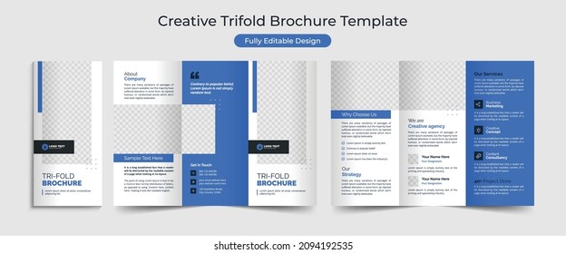 Creative Corporate and Business Trifold Brochure Template Design, abstract business Trifold brochure, vector brochure template design. Brochure design, cover, annual report, poster, Trifold flyer