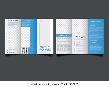 Creative Corporate and Business Trifold Brochure Template Design, abstract business . Blue flyer for your business.