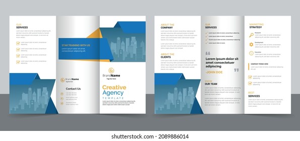 Creative Corporate  Business Trifold Flyer Brochure Template Design.