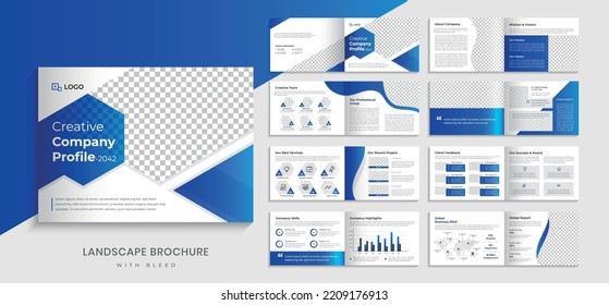 Folleto del panorama del perfil empresarial creativo de la empresa folleto de plantilla minimalista página comercial multipágina