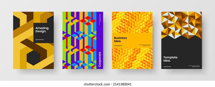 Cobertura corporativa creativa de diseño de vector A4. Conjunto de plantillas de página principal de hexágonos geométricos vivos.