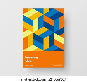 Creative corporate cover A4 vector design illustration. Colorful mosaic hexagons presentation template.