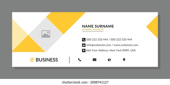 creative corporate email signature template with an author photo place | Modern horizontal layout for web signatures, banner, ads etc