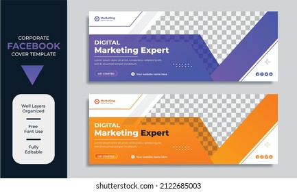 Creative corporate Facebook Cover for digital marketing promotion template premium vector
