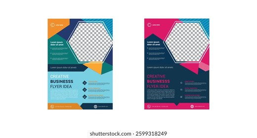 Creative Corporate Flyer with Geometric Patterns and Circular Offer
