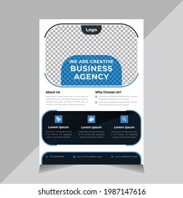 Plantilla de viajero corporativo creativo, Diseño de viajero de negocios, diseño de folleto, informe anual, afiche, forma, diseño, tamaño a4, color azul, ilustración de vector