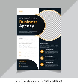 Creative Corporate Flyer Template, Business Flyer Design, Brochure design, annual report, poster, shape, layout, a4 Size, yellow color, Vector illustration
