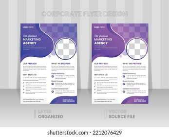 Creative corporate flyer vector template A4 size, Professional business poster layout, Modern abstract brochure print ready file, Elegant cover, Trending marketing easy to use and editable design