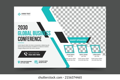 Creative Corporate Horizontal Business Conference Flyer Template Or Business Webinar Conference Banner, Business Flyer Poster Design Set, Brochure, Annual Report, Poster, Business Proposal