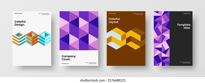 Creative corporate identity A4 vector design illustration set. Trendy geometric shapes banner concept collection.