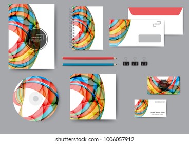 Creative corporate identity template with abstract lines and waves