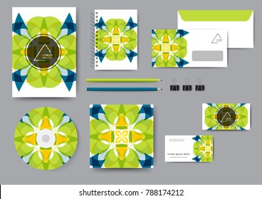 Creative corporate identity template with abstract lines and waves