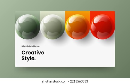 Creative corporate identity vector design concept. Multicolored 3D spheres magazine cover template.
