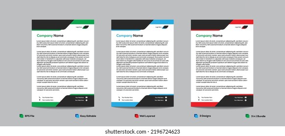 Creative Corporate Letter Head Design 3 in 1 Bundle