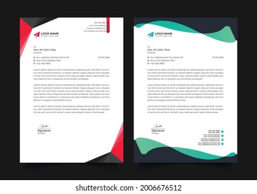 Creative Corporate Letterhead Template Design Vector illustration. wite red or Saiyan Colour Design Template