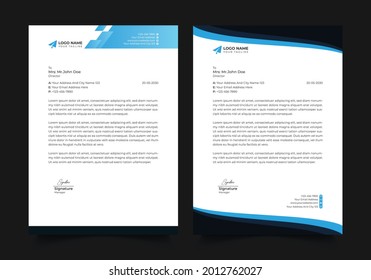 Creative corporate letterhead template design Vector illustration. white blue colour design template