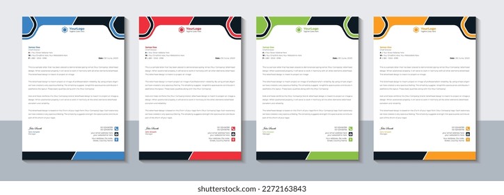 Creative corporate letterhead template, Modern company letterhead design, Office, Professional, Business, Vector illustration.
