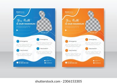 Creative and corporate minimalist medical flyer design. Healthcare business flyer Template, Medical, and healthcare modern flyer template. A4 size.