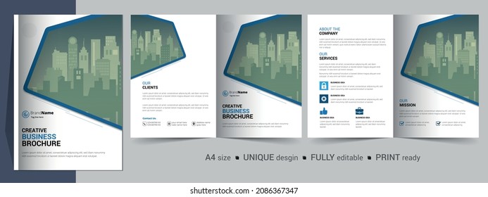 Creative Corporate Modern Business Bifold Brochure Template Design.