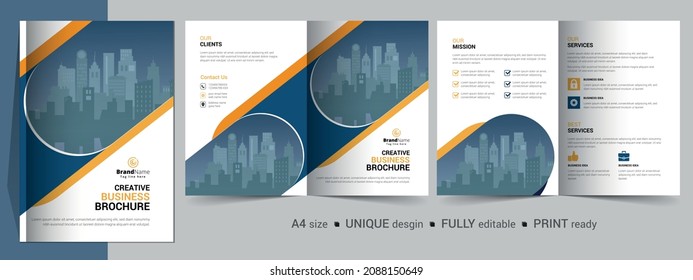 Creative Corporate Modern Business Bifold Brochure Template Design.