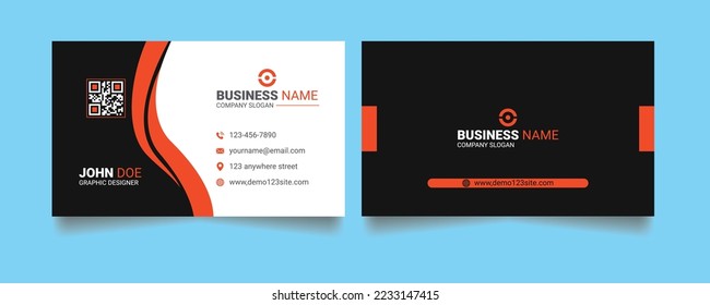 Creative and corporate modern business card template design. Horizontal visiting card