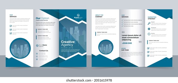 Creative corporate modern business trifold brochure template, trifold layout, letter, a4 size brochure.