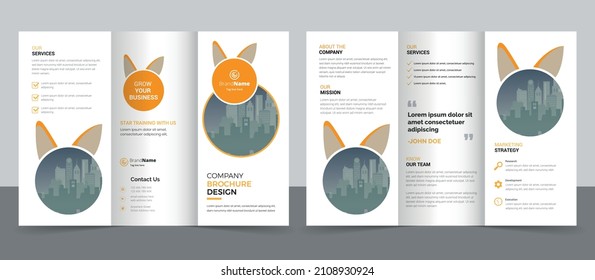 Creative corporate modern business trifold brochure template, trifold layout, a4 size brochure design.