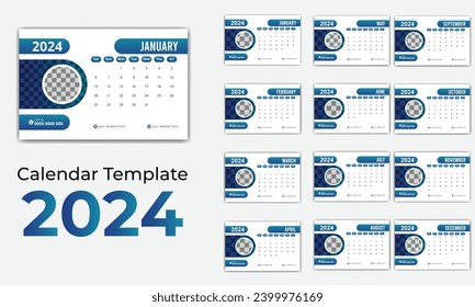 Creative Corporate Office Desk Calendar Design Template For 2024