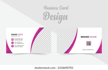 Creativa tarjeta de negocios lujosa gradiente rosa corporativo con plantilla de impresión de espacio fotográfico - ilustración vectorial.	