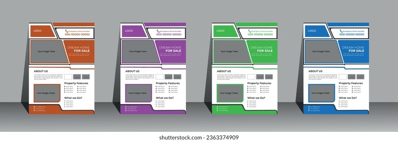 Creative corporate Real estate flyer template, Business flyer template, Template: Geometric shape used for real estate layout, business flyer template with minimalist layout, Graphic design
