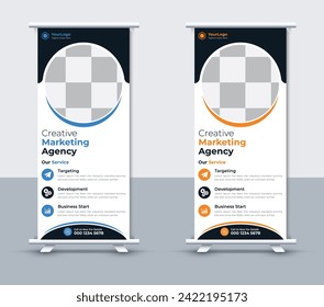 Creative corporate roll up banner design, Modern business roll up banner template, Vector illustrator