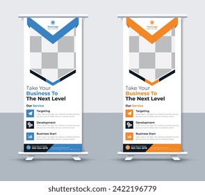 Creative corporate roll up banner design, Modern business roll up banner template, Vector illustrator