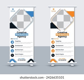 Creative corporate roll up banner design, Modern business roll up banner template, Vector illustrator