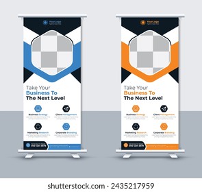 Kreatives Corporate Roll-up Banner Design, Professionelle Business Roll-up Banner Vorlage, Vektor Illustrator