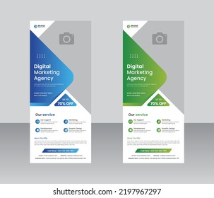 Creative Corporate Roll Up Banner Template, Modern Business Signage Standee X Banner Pop Up Design