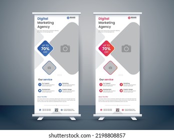 Creative Corporate Roll Up Banner Template, Modern Business Signage Standee X Banner Pop Up Design