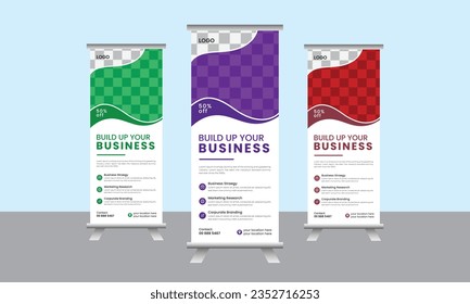 Kreative, Corporate Rollup Banner Stand Poster Broschüre flache Design-Vorlage. EPS-Datei.
