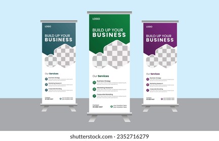 Creative, Corporate rollup banner Stand Poster Brochure flat design template. EPS file.
