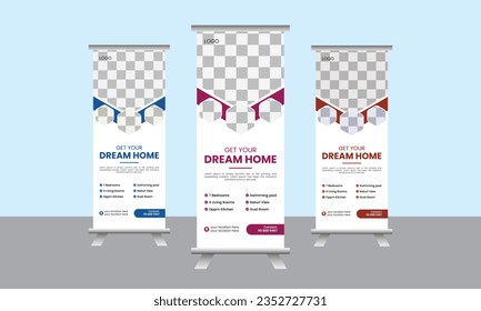Creative, Corporate rollup banner Stand Poster Brochure flat design template. EPS file.
