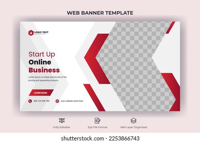 Creative corporate social media cover, web banner, and video thumbnail template