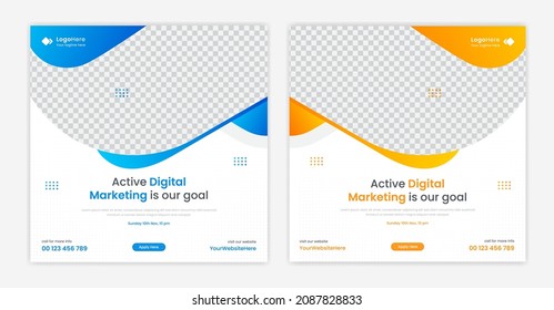 diseño creativo de plantillas de publicación de medios sociales corporativos, vector de perfil de negocios de marketing digital