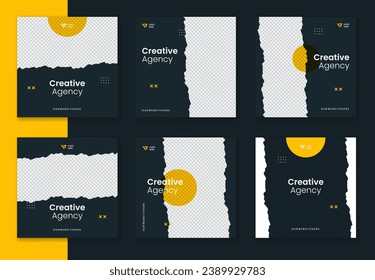 Creative corporate social media post template, unique shape and pattern business post design, colorful square online vector design