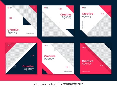 Creative corporate social media post template, unique shape and pattern business post design, colorful square online vector design