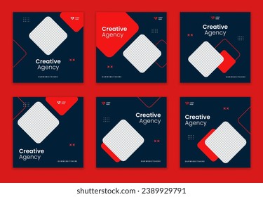 Creative corporate social media post template, unique shape and pattern business post design, colorful square online vector design