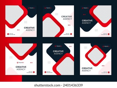 Creative corporate social media post design bundle, set of editable template for business