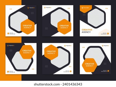 Conjunto creativo de diseño de publicaciones en medios sociales corporativos, conjunto de plantillas editables para empresas